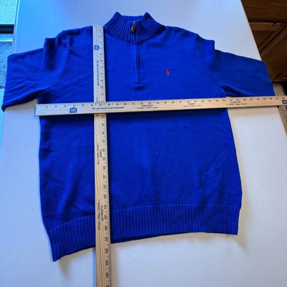 Polo Ralph Lauren 1/4 Zip Knit Sweater Mens Large Blue Mock Neck Preppy 90s Y2K - Picture 6 of 9